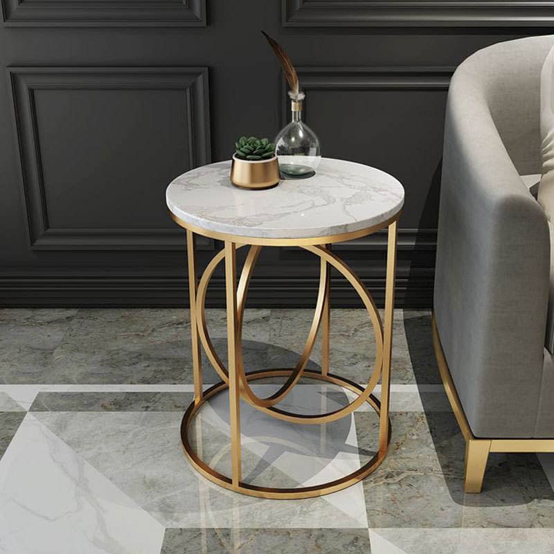 Hot Sale Round Gold Metal Base Marble Top Coffee Table for Living Room