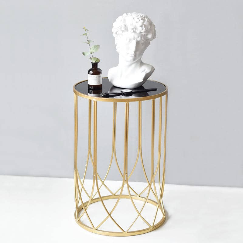 OEM Accepted Modern Gold Metal Round Side Coffee Table with Marble Top
