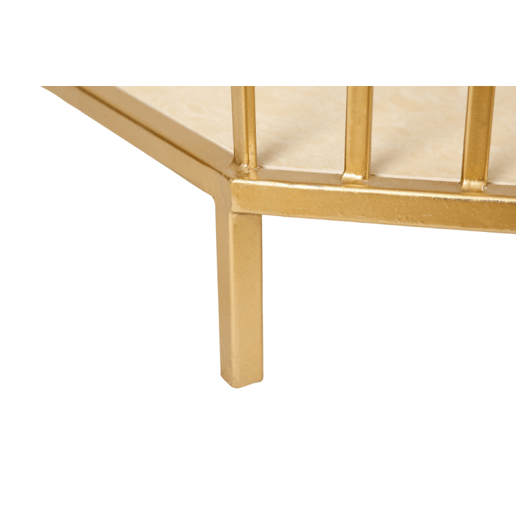Modern Faux Marble Side Coffee Table with Gold Metal Frame for Living Room