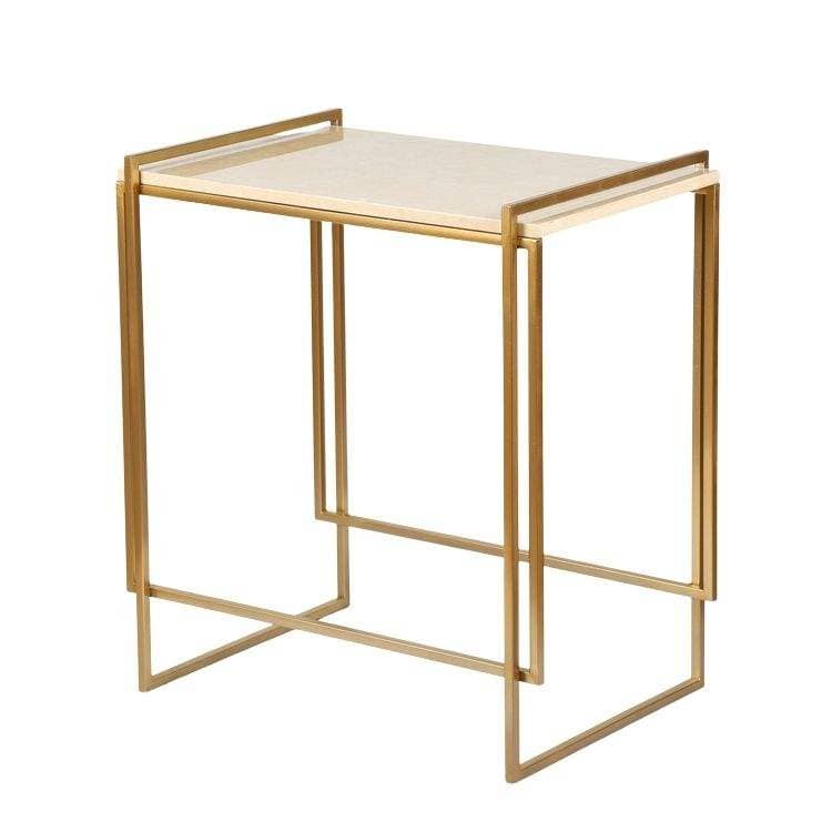 Modern Coffee Table, End Table Luxury Marble Tabletop with Metal Gold Base Frame