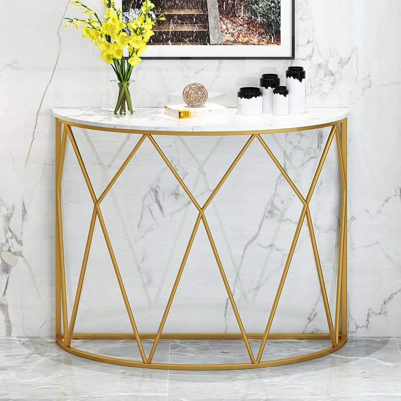 Wholesale Luxury Black Marble with Gold Frame Console Table for Entryway