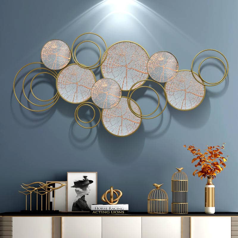 Light Luxury 3D Sculpture Metal Wall Mirrors Hanging Art Decoration