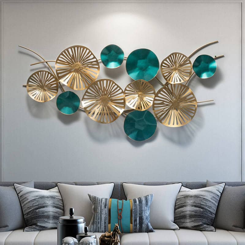 Hollow Lotus Leaf Design Metal Wall Hanging Decoration for Living Room, Bedroom