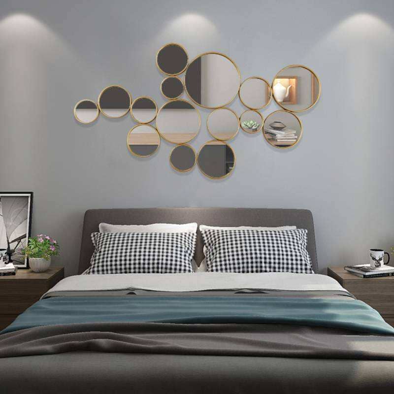 Metal Mirror Wall Hanging for Living Room, 3D Modern Mirror Wall Decoration