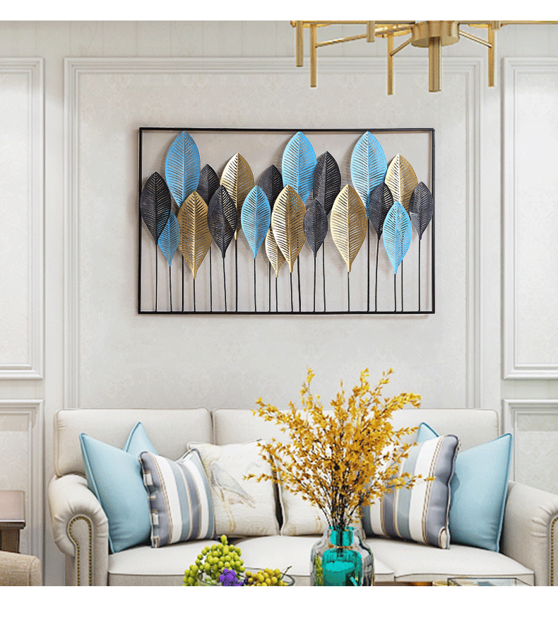 Luxury Pictures Framed Metal Leaf Wall Hanging Decoration for Living Room