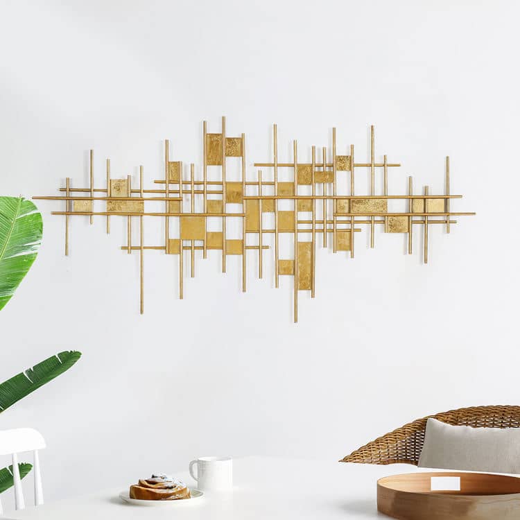 Luxury Elegant 3d Sculpture Golden Abstract Metal Wall Art Decor for Home