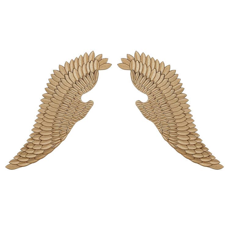 Unique Hand Crafted Gold Metal Angel Wings Wall Art Decor for Home