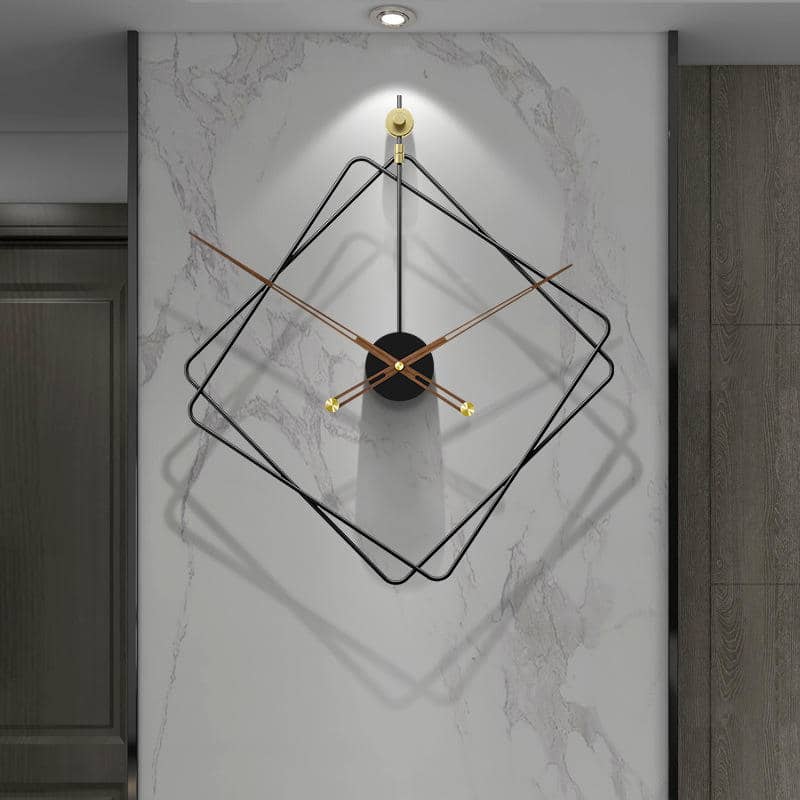 Modern Simple Luxury Electronic Square Metal Wall Clock Living Room Decor