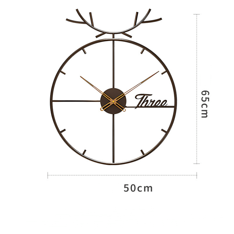 Nordic Deer Head Wholesale Round Metal Minimalism Modern Wall Clock for Sale