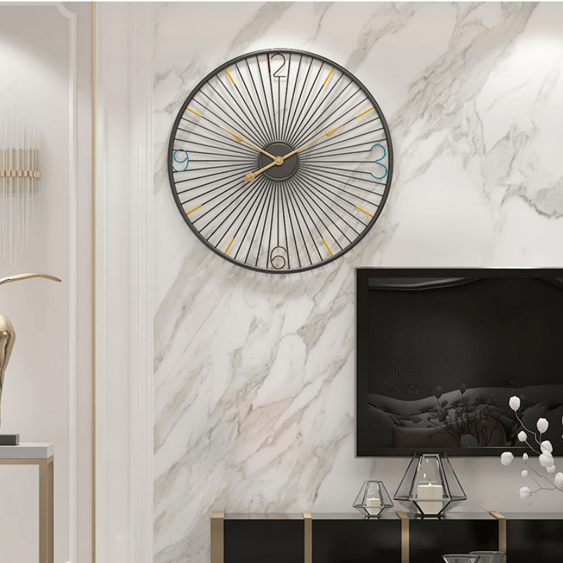 Nordic Creative Home Decor Silent Round Metal Digital Silent Wall Clock