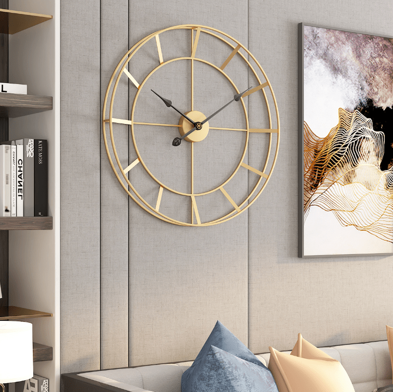 Modern Simple Gold 3D Metal Handicraft Home Decorative Custom Wall Clock