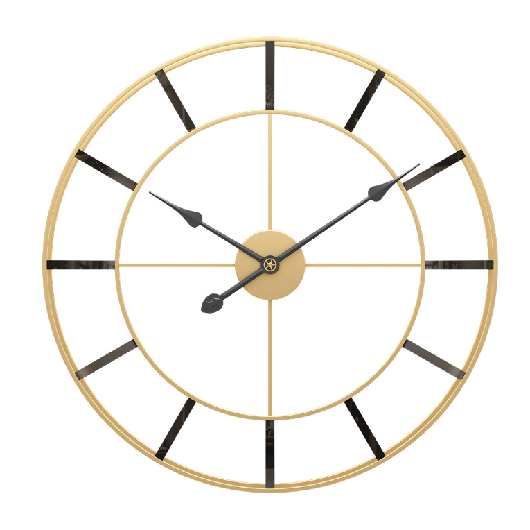 Modern Simple Gold 3D Metal Handicraft Home Decorative Custom Wall Clock
