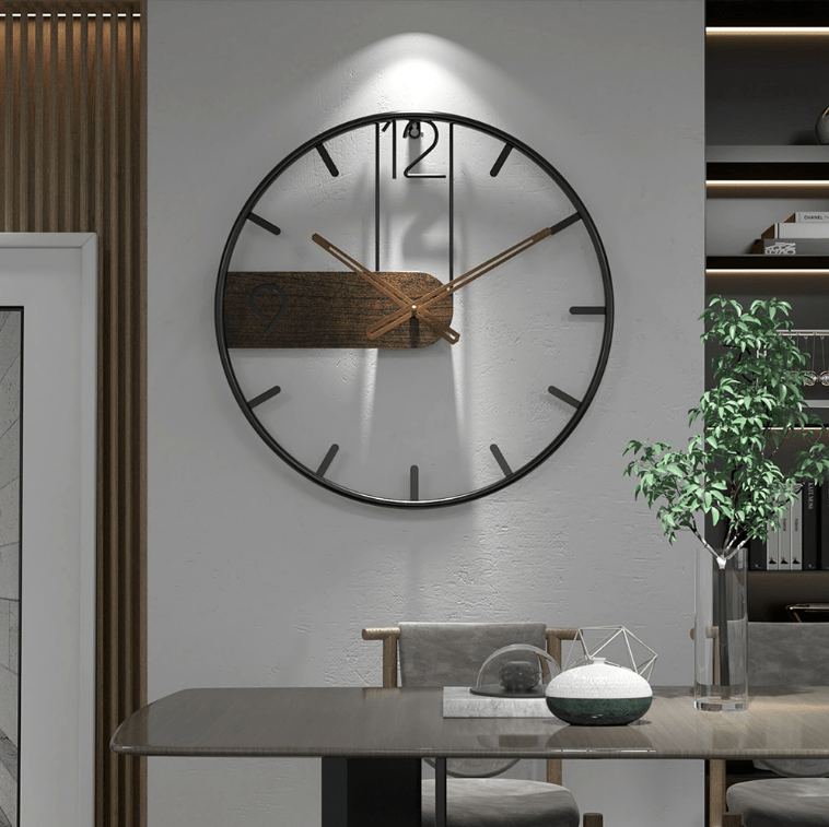 Custom 3D Mute Modern Iron Black Circular Wall Clock Home Decor Luxury