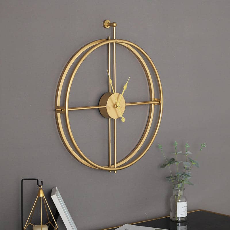 Modern Simple Design Home Decor Round Shape Gold Metal 3D Wall Clock