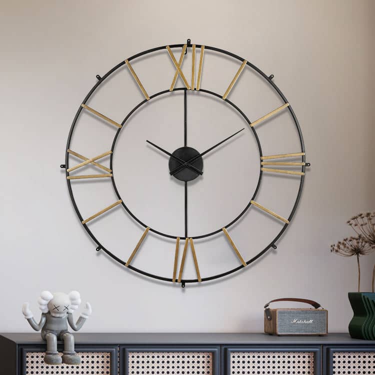 30 Inch Large Wall Clock, Industrial Roman Numeral Decorative Art Wall Clock