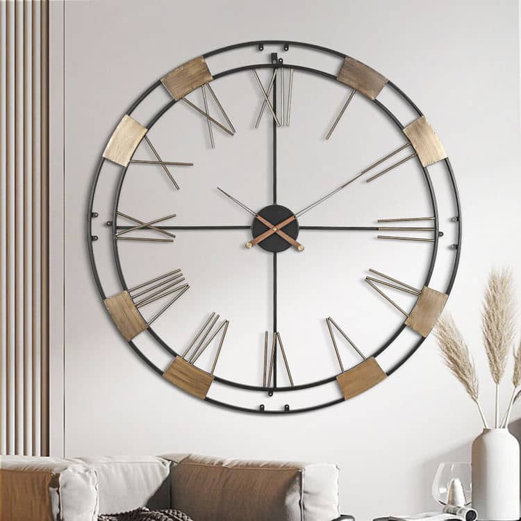 Roman Numeral Style Modern Home Decor Metal Frame 39 Inch Large Wall Clock