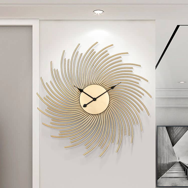 30 Inch Large Home Decorative Modern Sunburst Metal Gold Wall Clock
