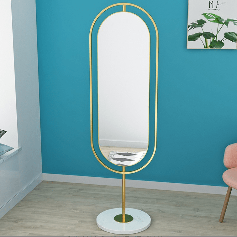 Customized Nordic Iron Floor Standing Mirror, Simple Full Body Dressing Mirror