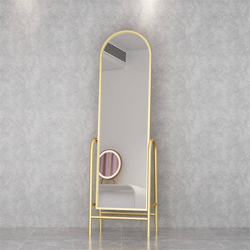 Home Decorative Gold Metal Frame Full Length Floor Standing Dressing Mirror