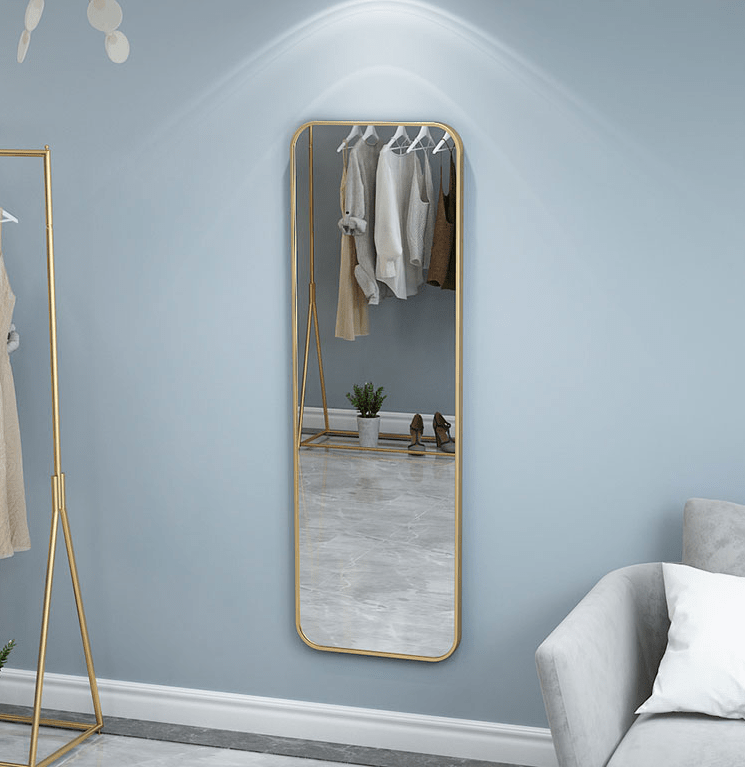 Nordic Iron Gold Square Metal Full Length Dressing Mirror, Salon Mirror