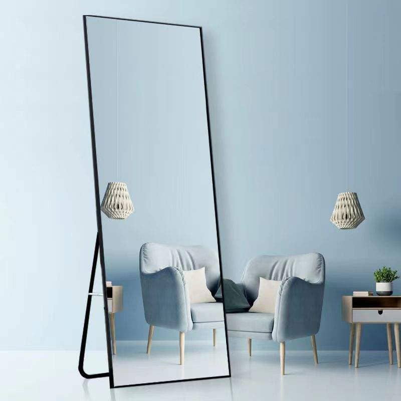 Simple Metal Floor Standing Mirror, Full Body Dressing Mirror for Bedroom