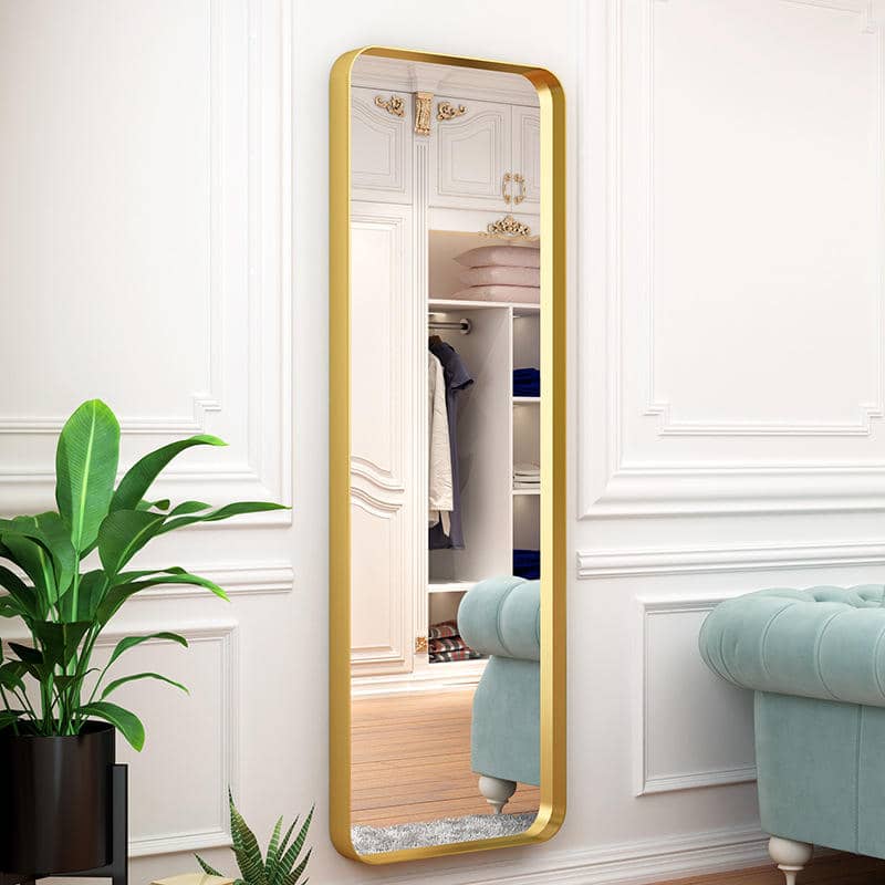 Round Corner Square Metal Full Length Floor Dressing Mirror, Salon Mirror