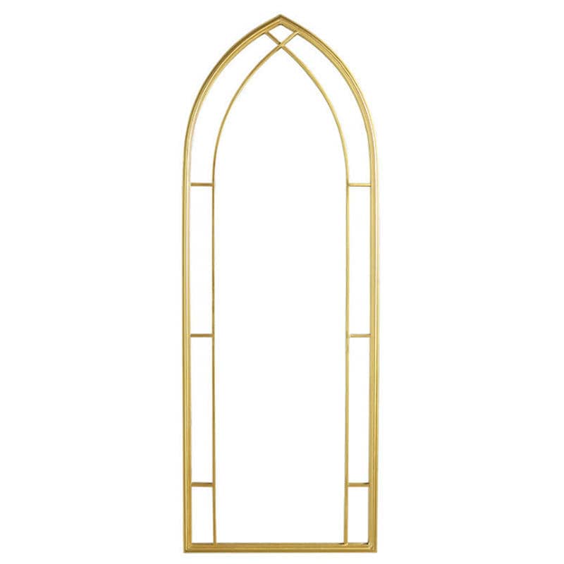 Home Decoration Golden Metal Frame Arched Full Length Floor Dressing Mirror