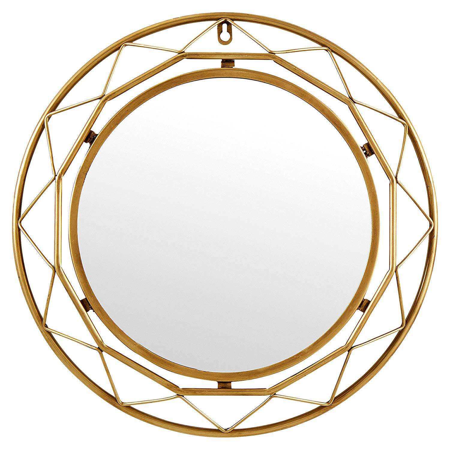 Living Room Decorative Gold Metal Wire Round Wall Mounted Mirrors Decor