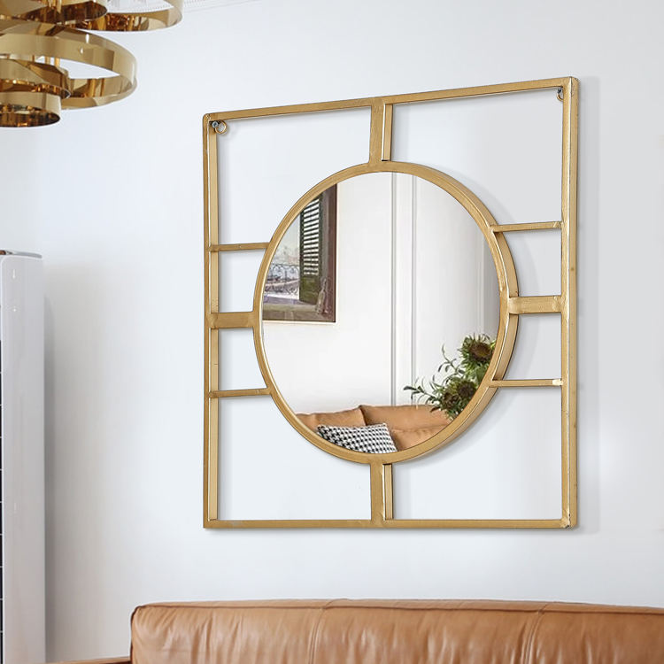 Metal-Frame Accent Home Decorative Gold Wall Mounted Mirror for Entryway