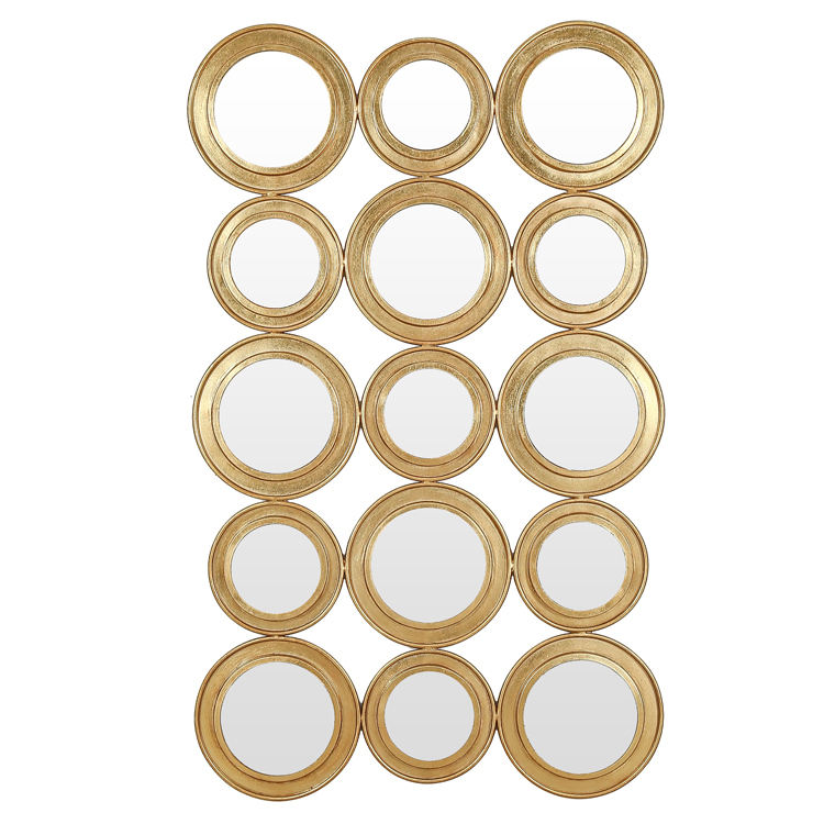 Wholesale Modern Style Home Decorative Metal Golden Circle Round Wall Mirror