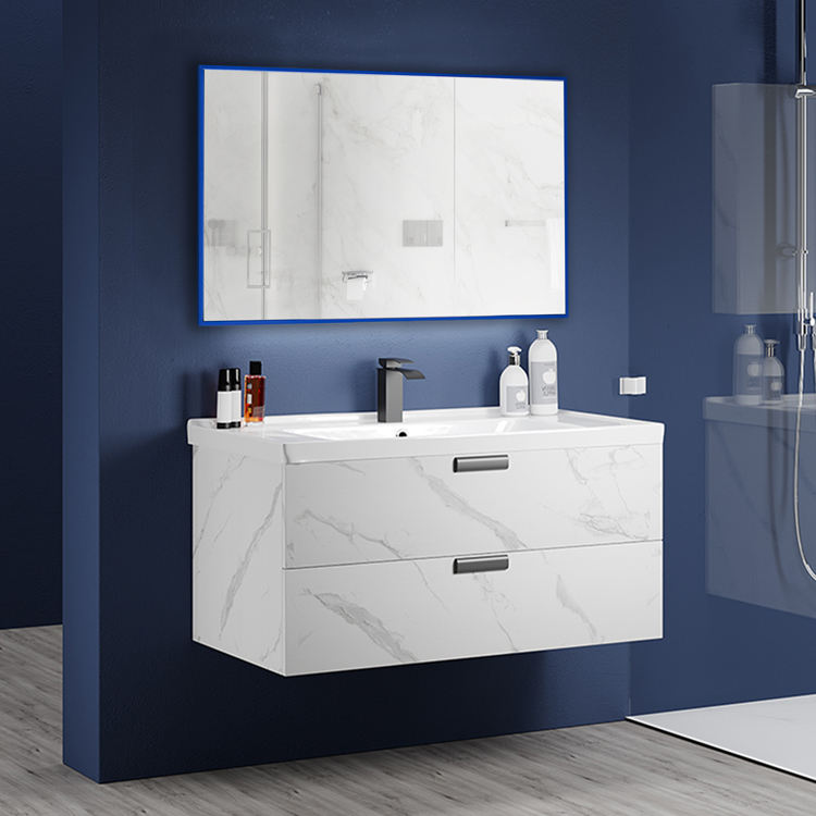 Modern Simple Design Rectangular Metal Frame Bathroom Wall Hanging Mirror