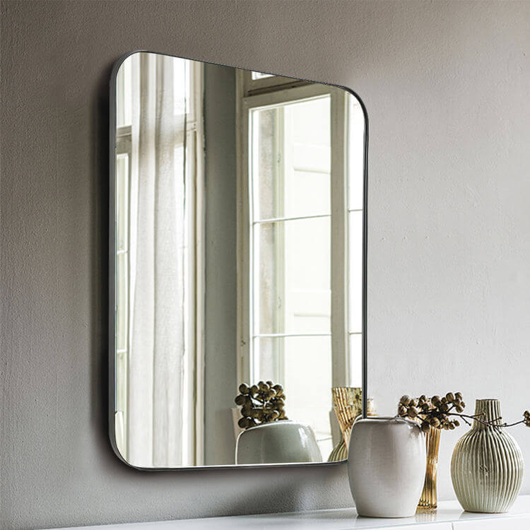 Customized Size Round Corner Metal Frame Beauty Wall Decor Vanity Mirror