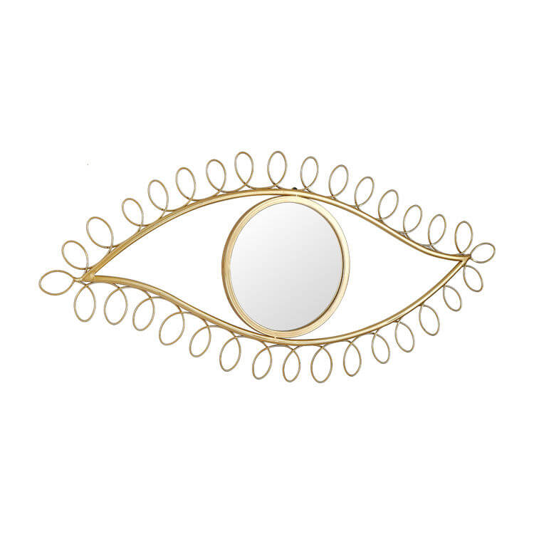 Home Decorative Eye Shaped Metal Frame Gold Wall Mirror for Living Room