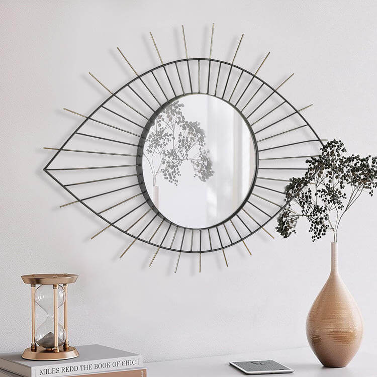 Modern Style Handmade Metal Frame Eye Shaped Decorative Wall Mounted Mirror