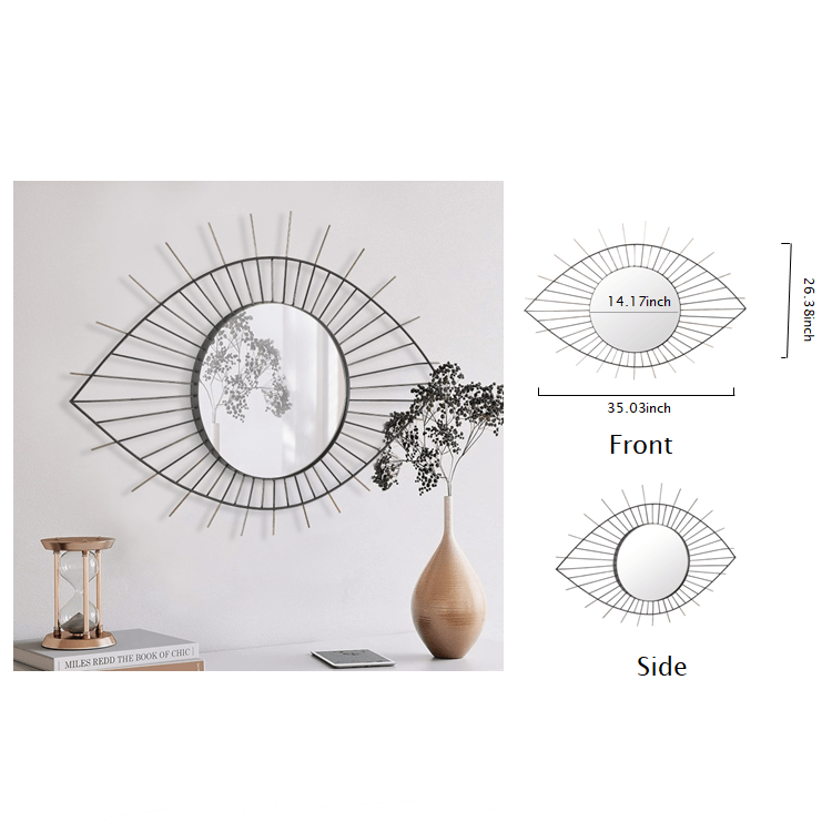 Modern Style Handmade Metal Frame Eye Shaped Decorative Wall Mounted Mirror