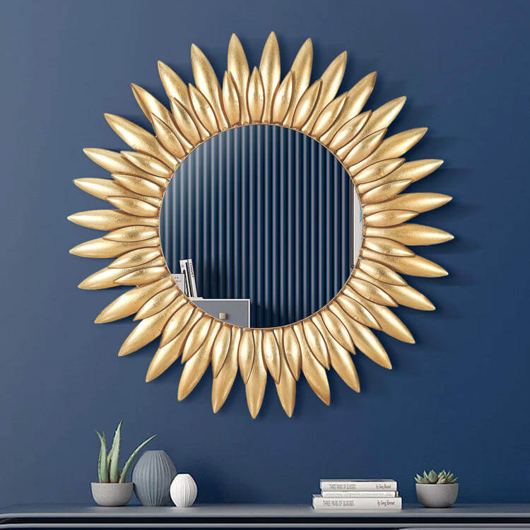 Modern Home Decor Custom Large Size Sunburst Round Metal Wall Mirror