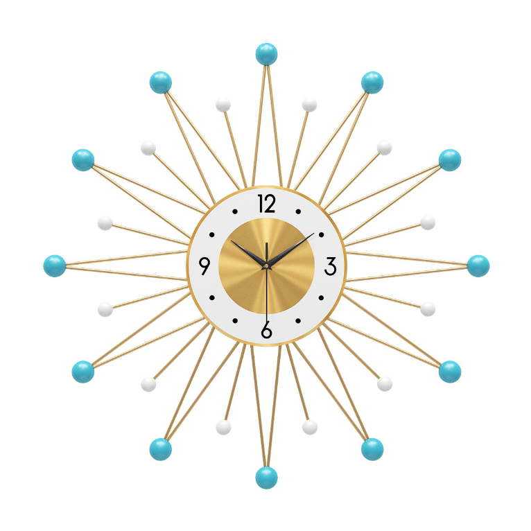 30 Inch Large Home Decorative Modern Sunburst Metal Gold Wall Clock