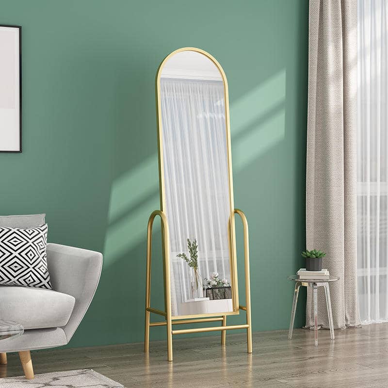 Home Decorative Gold Metal Frame Full Length Floor Standing Dressing Mirror