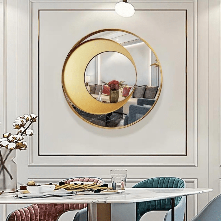 Modern Light Luxury Decorative 3D Moon Design Metal Wall Hanging Mirror