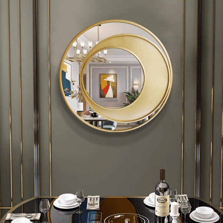 Modern Light Luxury Decorative 3D Moon Design Metal Wall Hanging Mirror