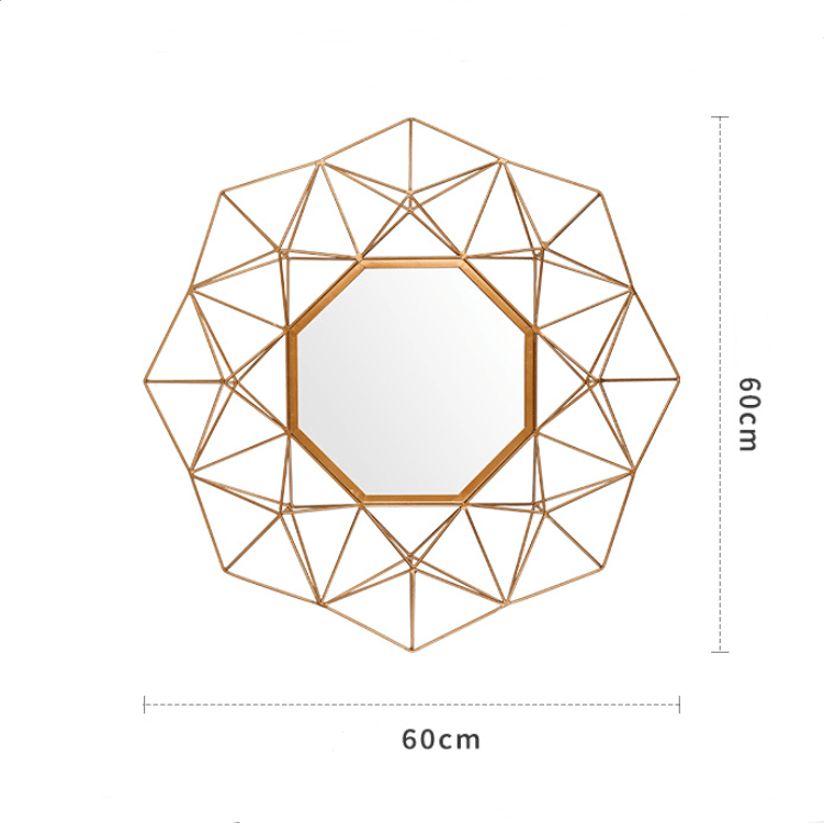 Gold Metal Geometric Decorative Wall Mounted Mirror for Living Dining