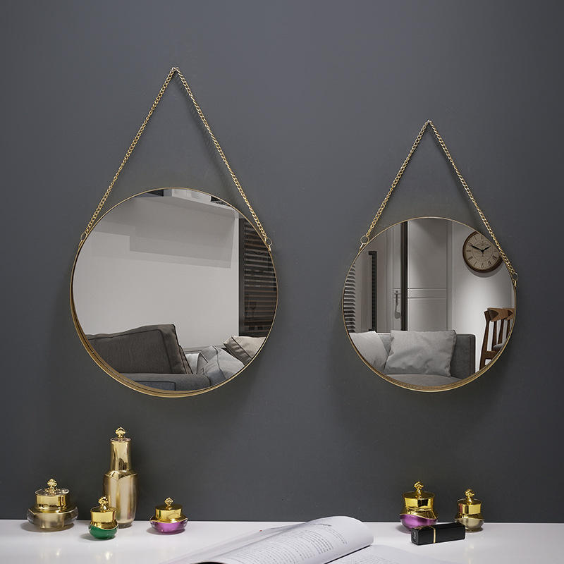 Simple Design Golden Metal Frame Hexagon Decorative Wall Hanging Mirror