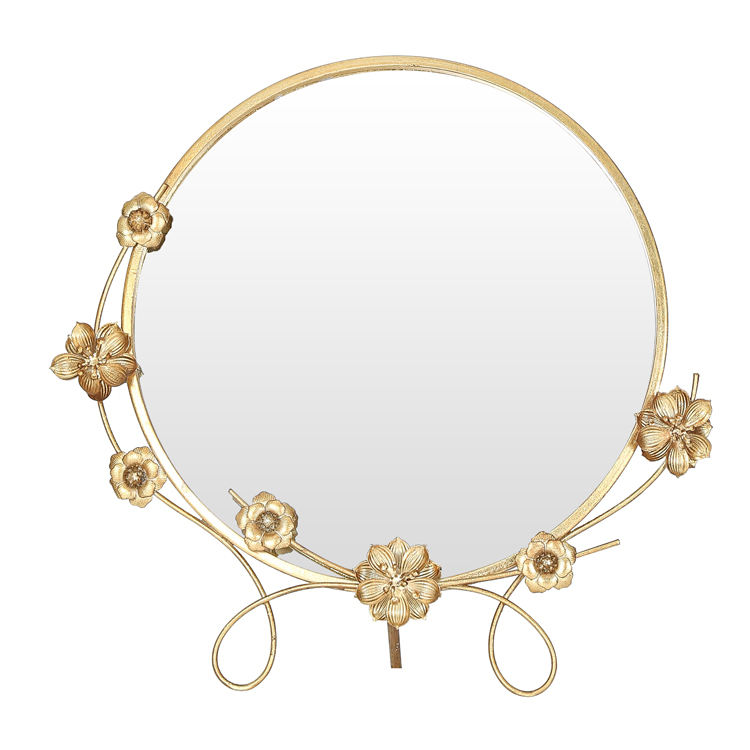 Gold Accent Metal Framed Living Room Decorative Wall Mounted Mirror