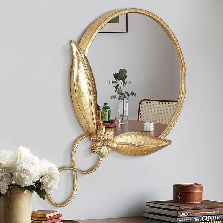 Gold Accent Metal Framed Living Room Decorative Wall Mounted Mirror